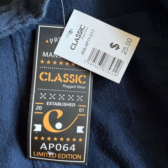 Classic Rugged Wear Men’s Shirt 2XL Navy Blue Flannel Cotton Workwear Cabincore - Picture 5 of 7